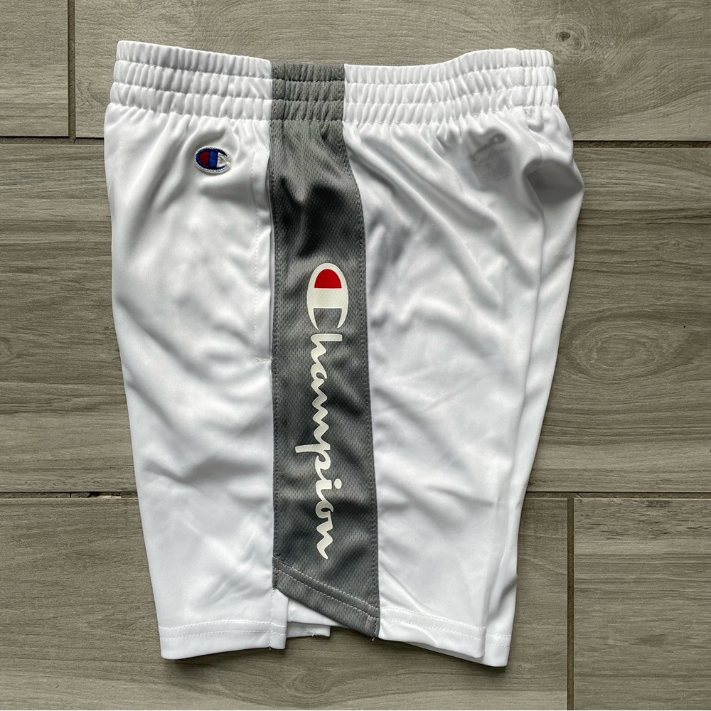 NWT Champion White/Gray Athletic Shorts #8545CB - Boys Size Small